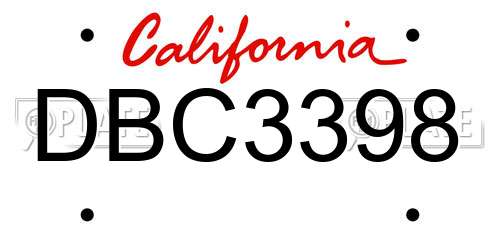 DBC3398 California License Plate