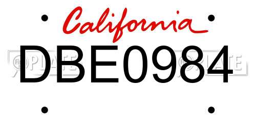 DBE0984 California License Plate