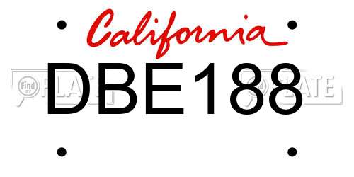 DBE188 California License Plate