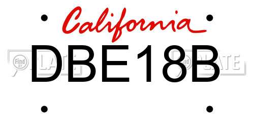 DBE18B California License Plate