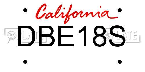 DBE18S California License Plate