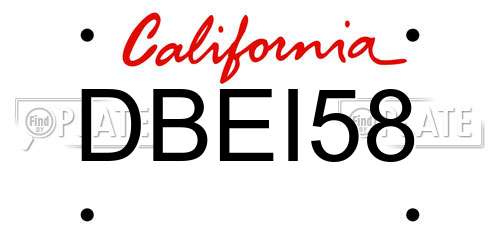 DBEI58 California License Plate