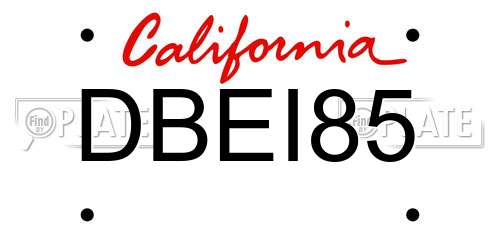 DBEI85 California License Plate