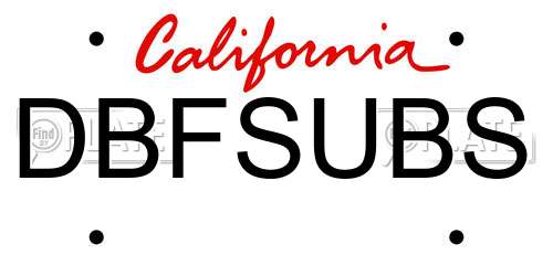 DBFSUBS California License Plate