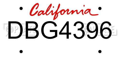 DBG4396 California License Plate