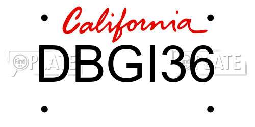 DBGI36 California License Plate