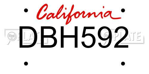 DBH592 California License Plate