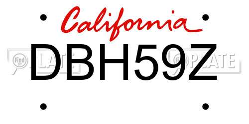 DBH59Z California License Plate