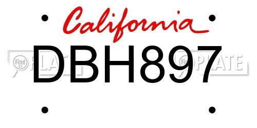 DBH897 California License Plate