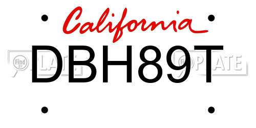 DBH89T California License Plate