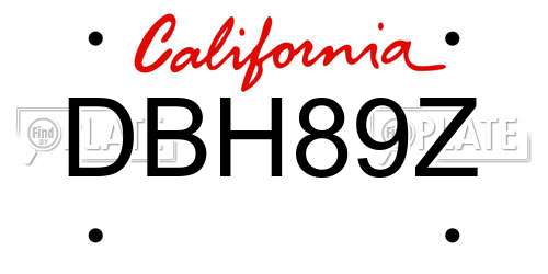 DBH89Z California License Plate