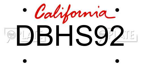 DBHS92 California License Plate