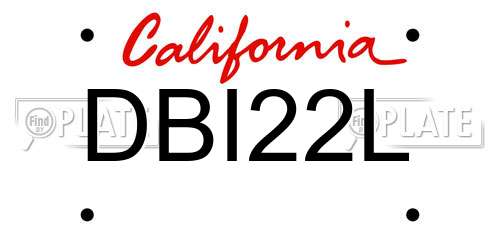 DBI22L California License Plate