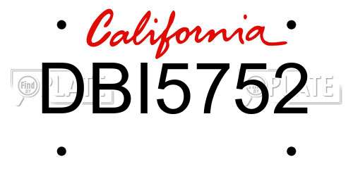 DBI5752 California License Plate