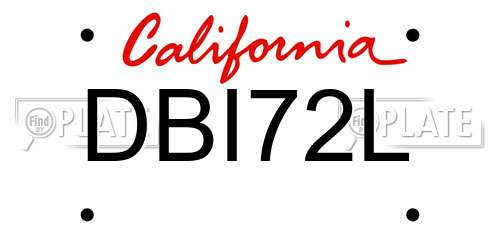 DBI72L California License Plate