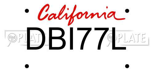 DBI77L California License Plate