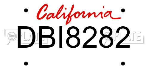 DBI8282 California License Plate