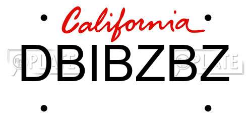 DBIBZBZ California License Plate