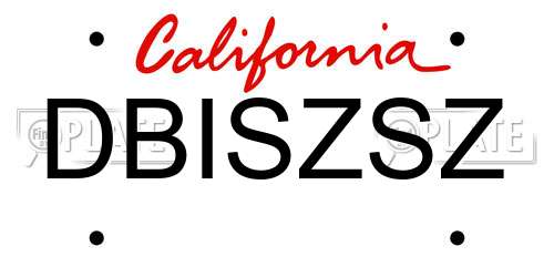 DBISZSZ California License Plate