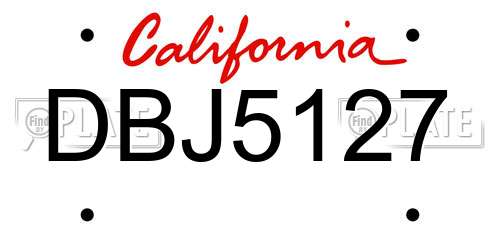 DBJ5127 California License Plate