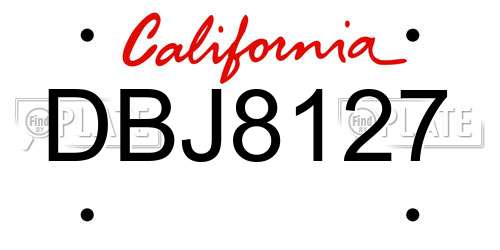 DBJ8127 California License Plate