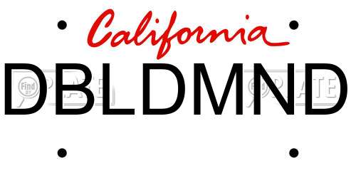 DBLDMND California License Plate