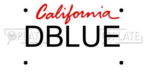 DBLUE California License Plate