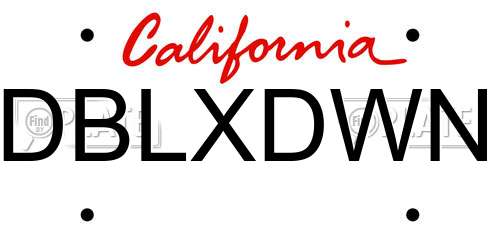 DBLXDWN California License Plate