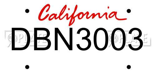 DBN3003 California License Plate