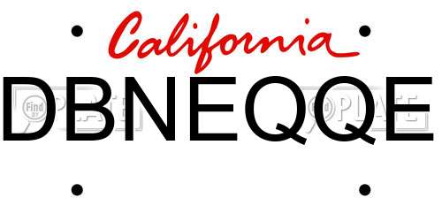 DBNEQQE California License Plate