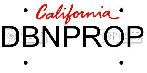 DBNPROP California License Plate