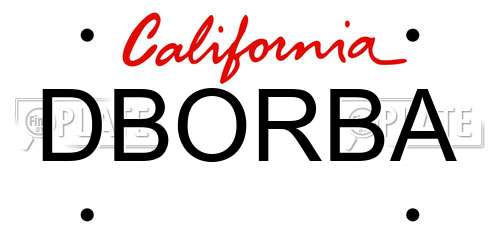 DBORBA California License Plate