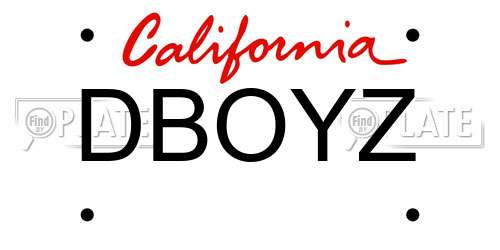 DBOYZ California License Plate