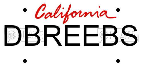 DBREEBS California License Plate