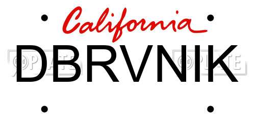DBRVNIK California License Plate