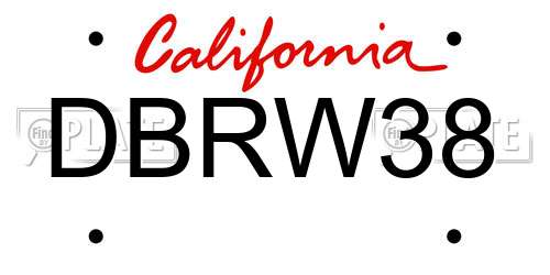 DBRW38 California License Plate