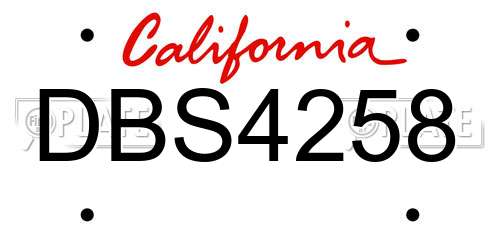 DBS4258 California License Plate