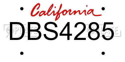 DBS4285 California License Plate