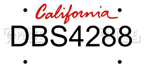 DBS4288 California License Plate