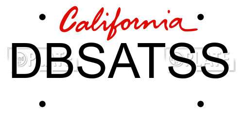 DBSATSS California License Plate
