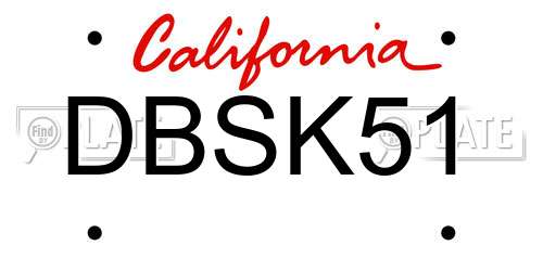 DBSK51 California License Plate