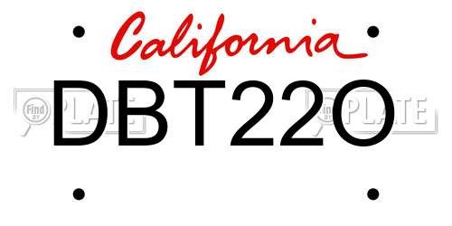 DBT22O California License Plate