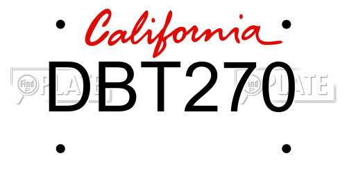 DBT270 California License Plate