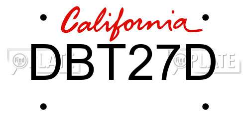DBT27D California License Plate