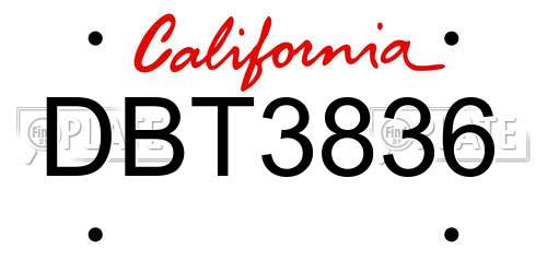DBT3836 California License Plate