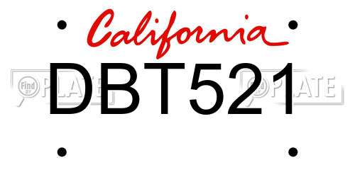 DBT521 California License Plate