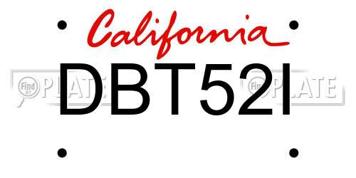 DBT52I California License Plate