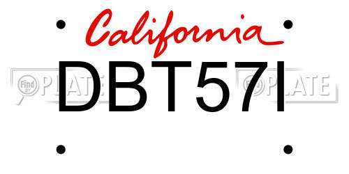 DBT57I California License Plate