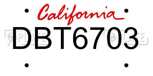 DBT6703 California License Plate