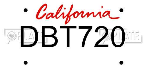 DBT720 California License Plate